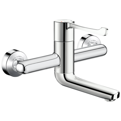 Wall-mounted sequential mechanical basin mixer