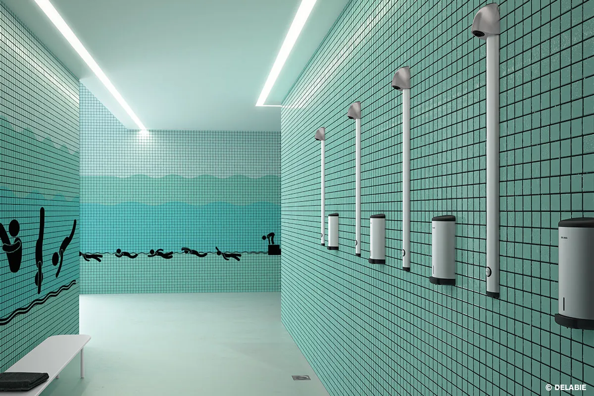 Swimming pool shower areas